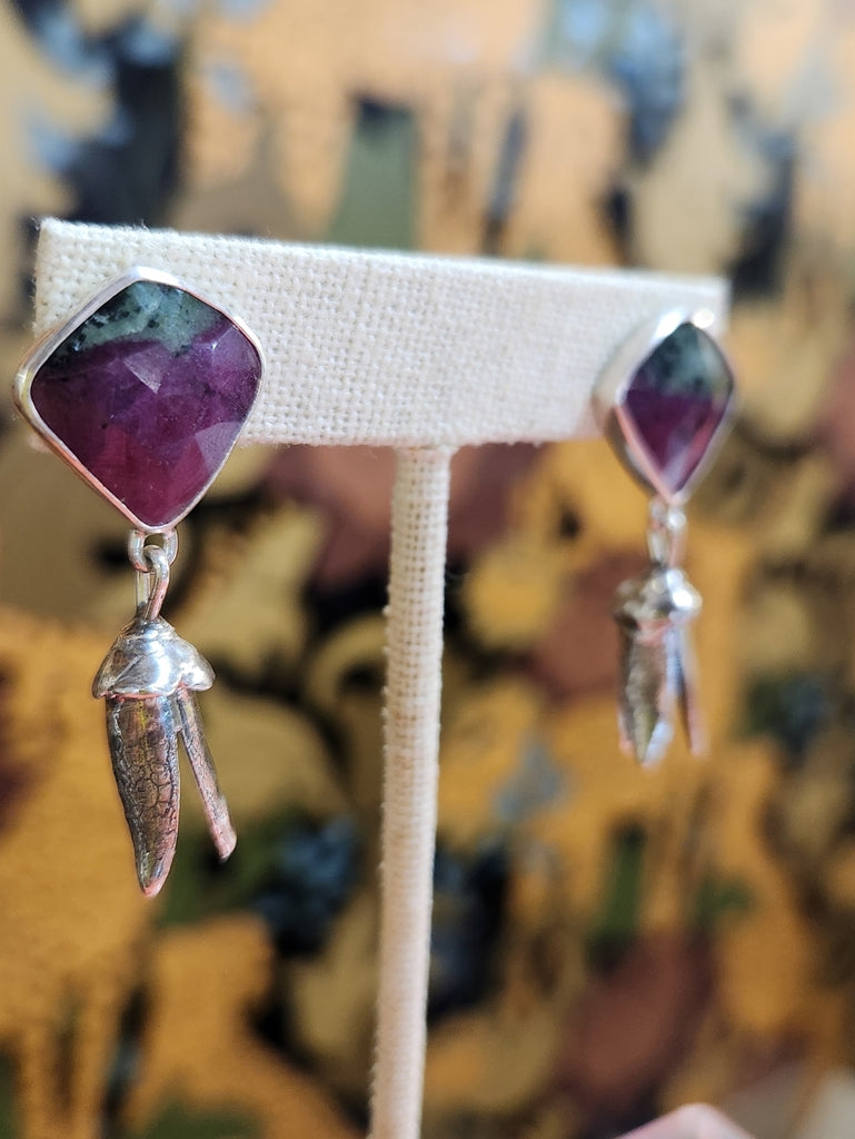 Ocotillo and Ruby in Zoisite Earrings