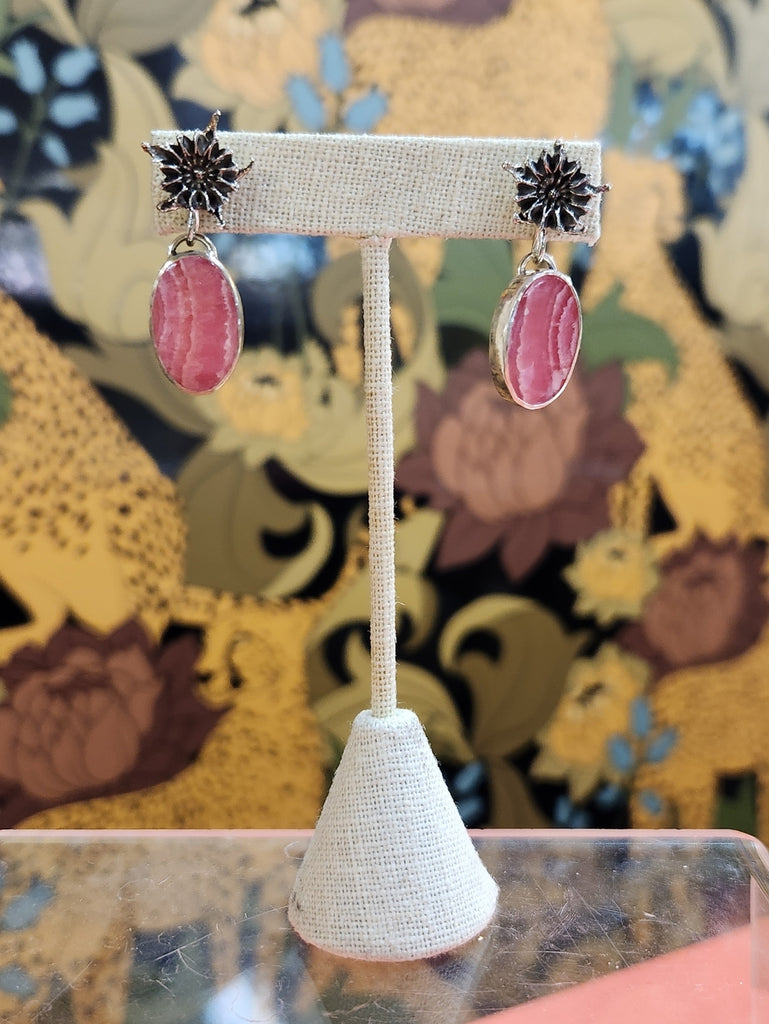 Globe Mallow and Rhodochrosite Earrings