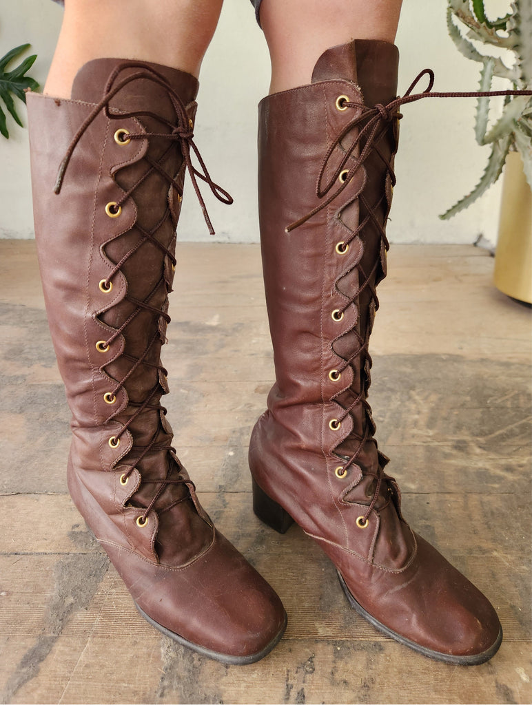 Lace-Up Leather Boots