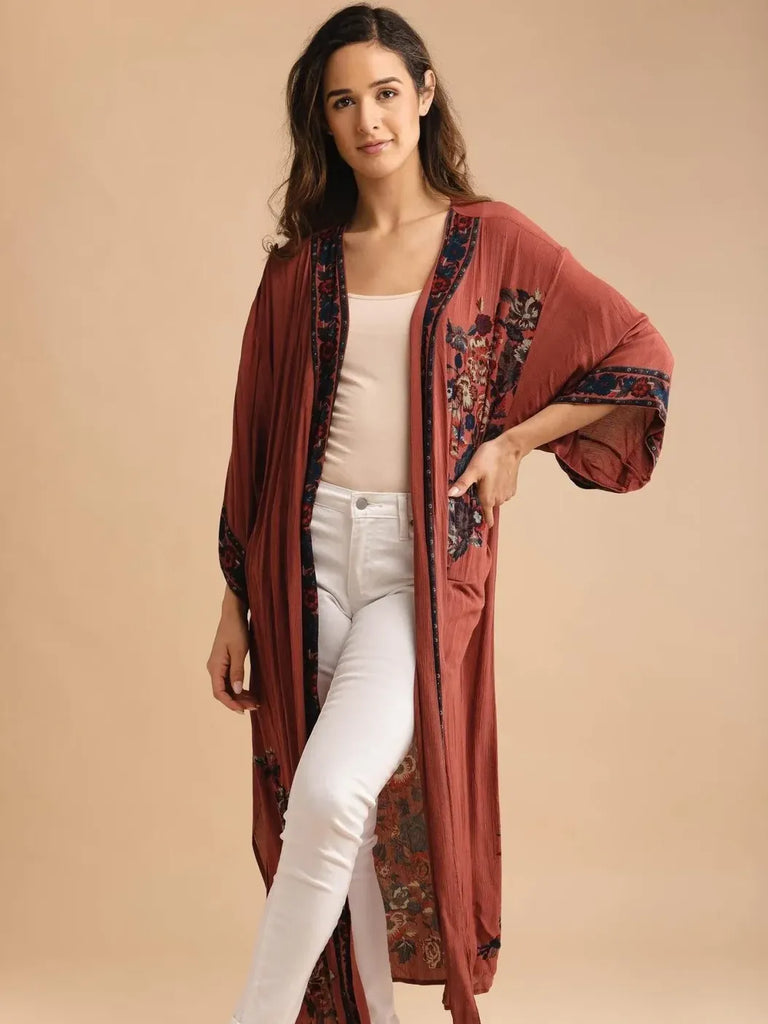 Terracotta Floral Kimono
