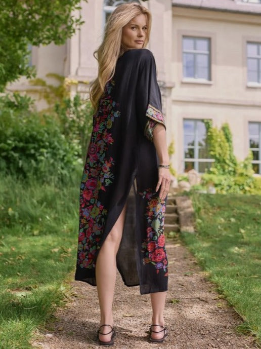 Garden Black Floral Kimono
