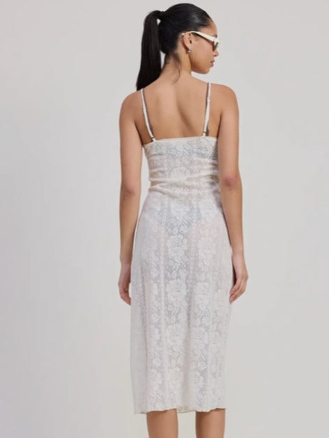 Off White Lace Midi Dress