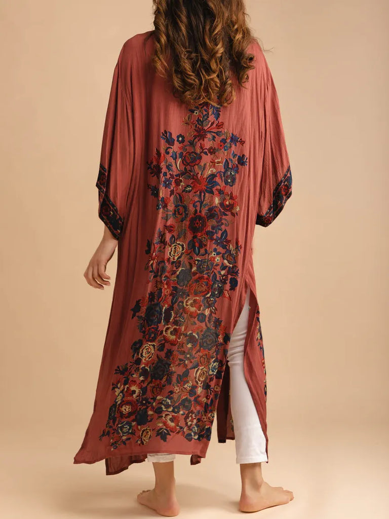 Terracotta Floral Kimono