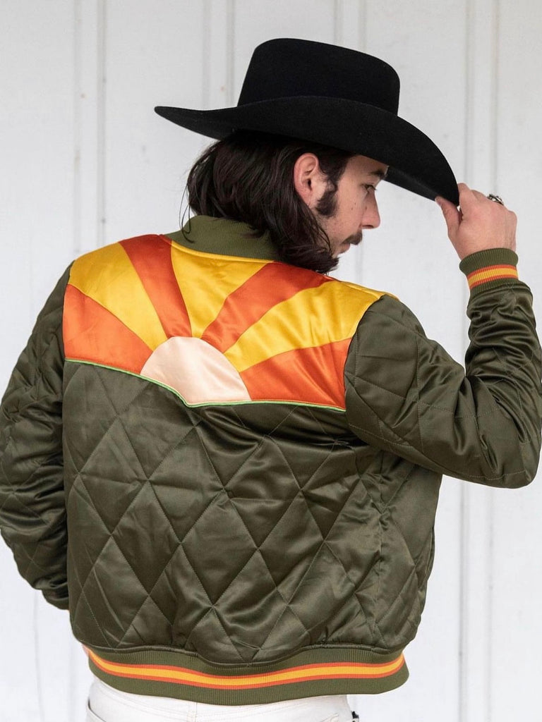 Green Rising Sun Olive Green Rising Sun Bomber Jacket – Classic Rock Couture