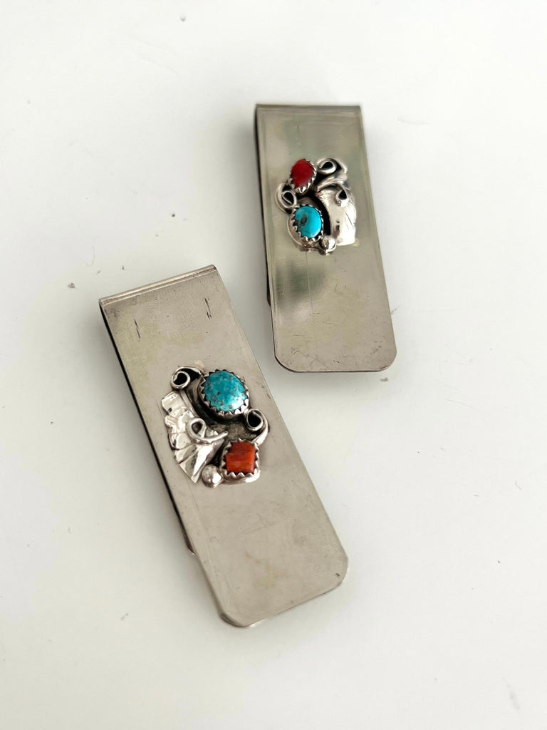 Turquoise and Coral Money Clip