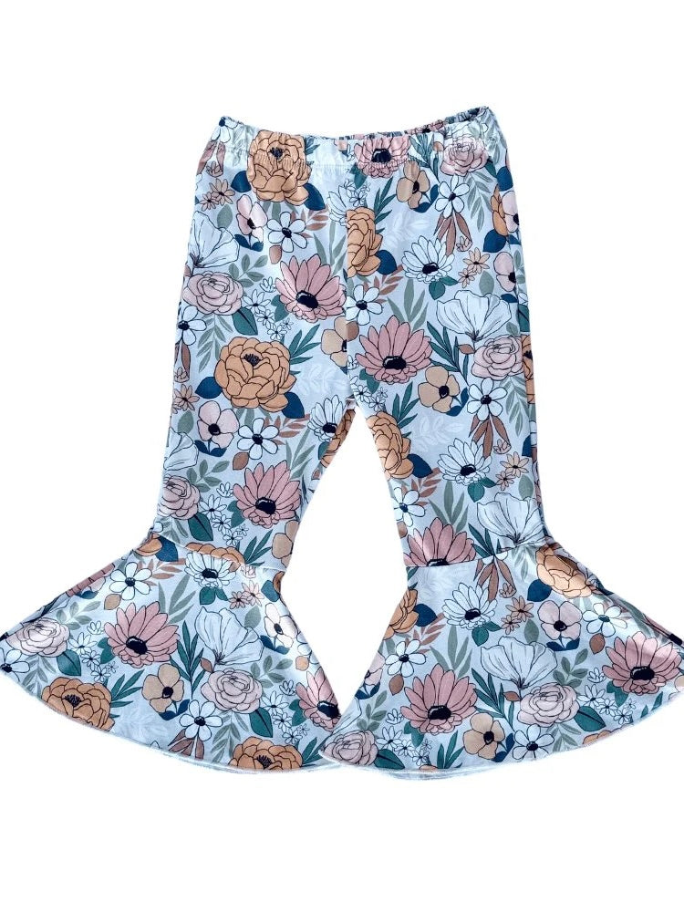 Lina Cream Boho Floral Bell Bottoms
