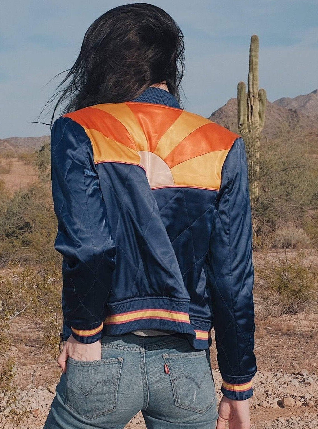 Navy Rising Sun Bomber Jacket (as seen on Totally Killer