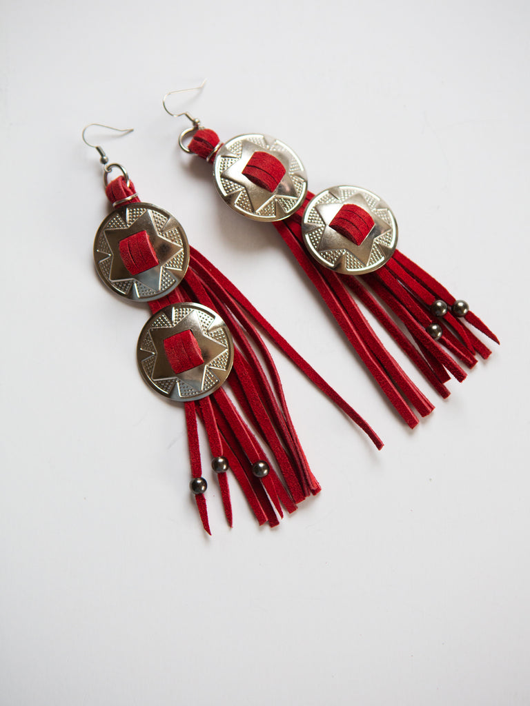 Red Fringe Earrings