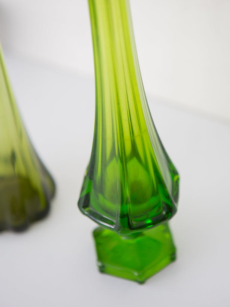 Green Glass Vase Set