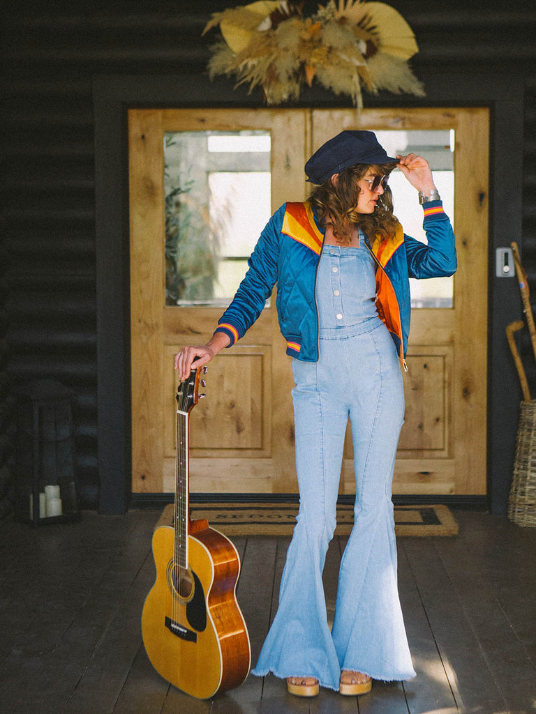 Button Down Denim Jumpsuit