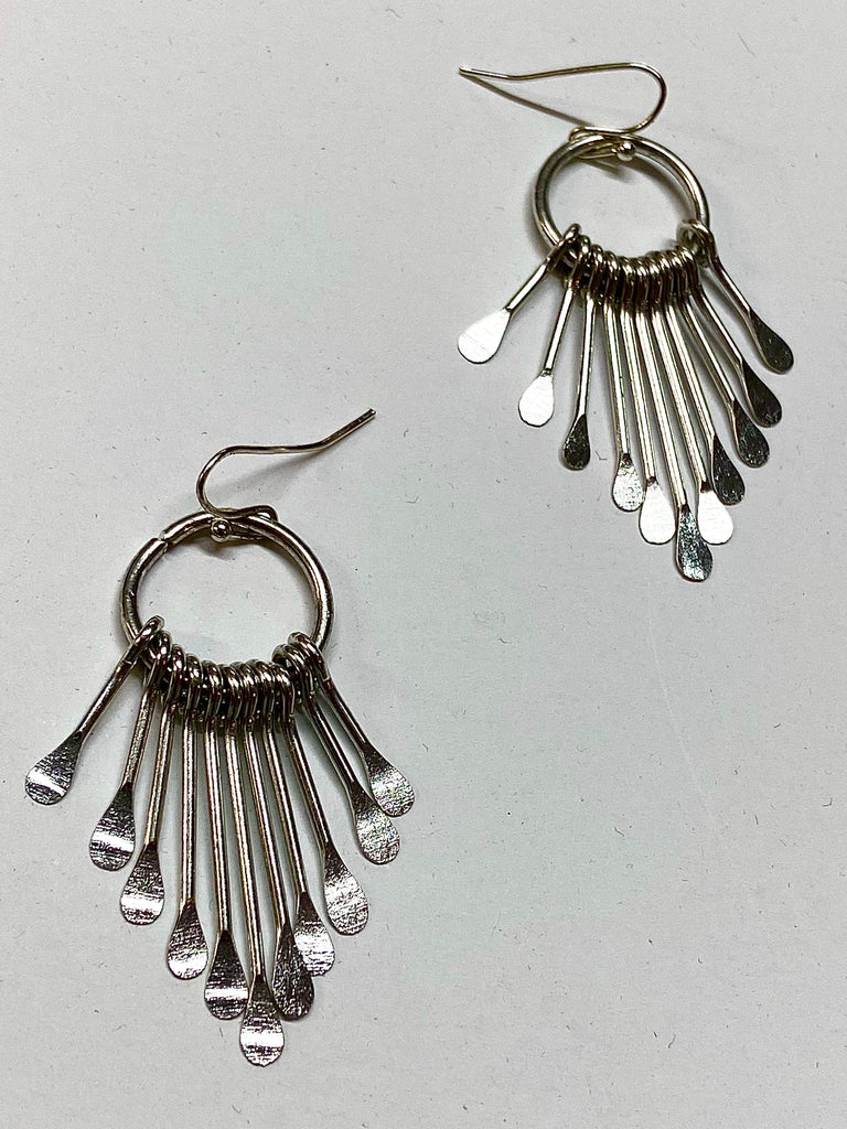Silver Paddle Fringe Earrings
