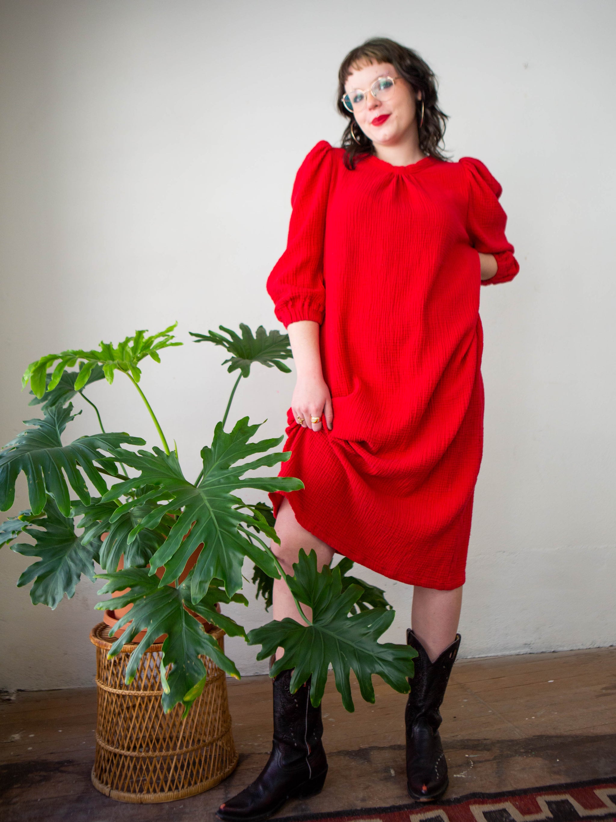 red gauze dress Z Supply New Light Gauze Mini Dress In Cabana Red
