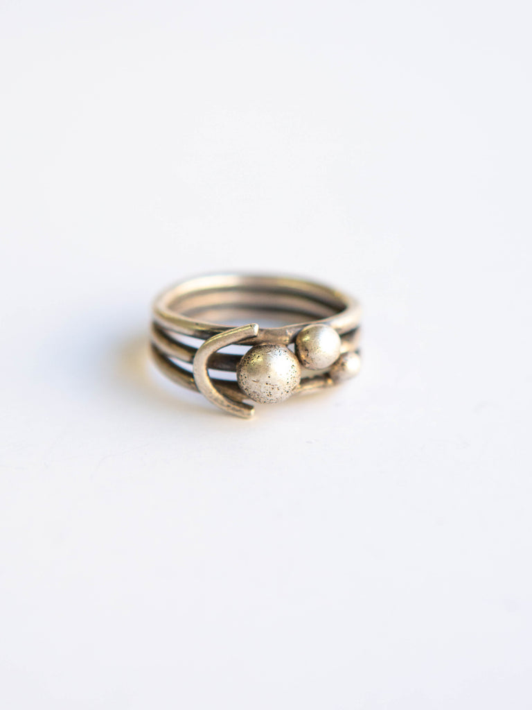 Silver Moon and Planets Ring 10
