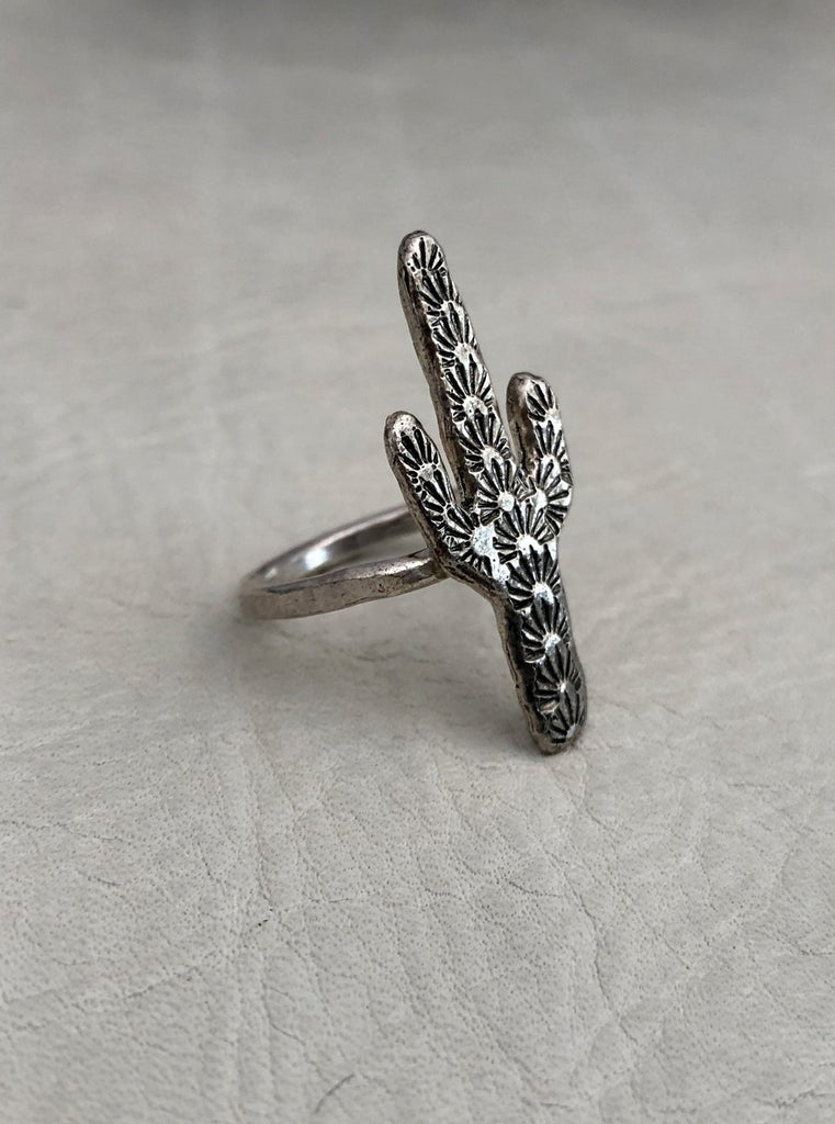 Silver Saguaro Cactus Ring