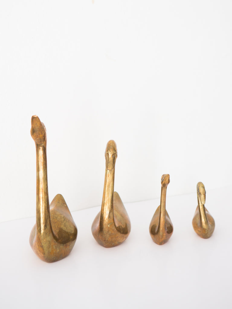 Brass Swans Set of Four