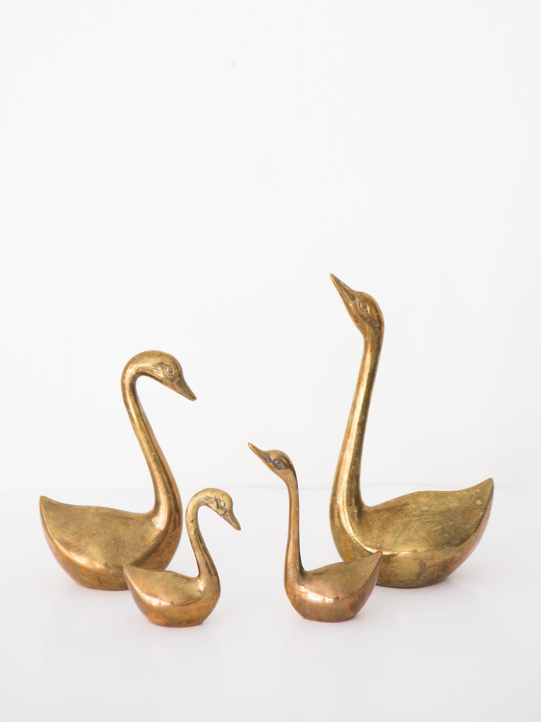Brass Swans Set of Four