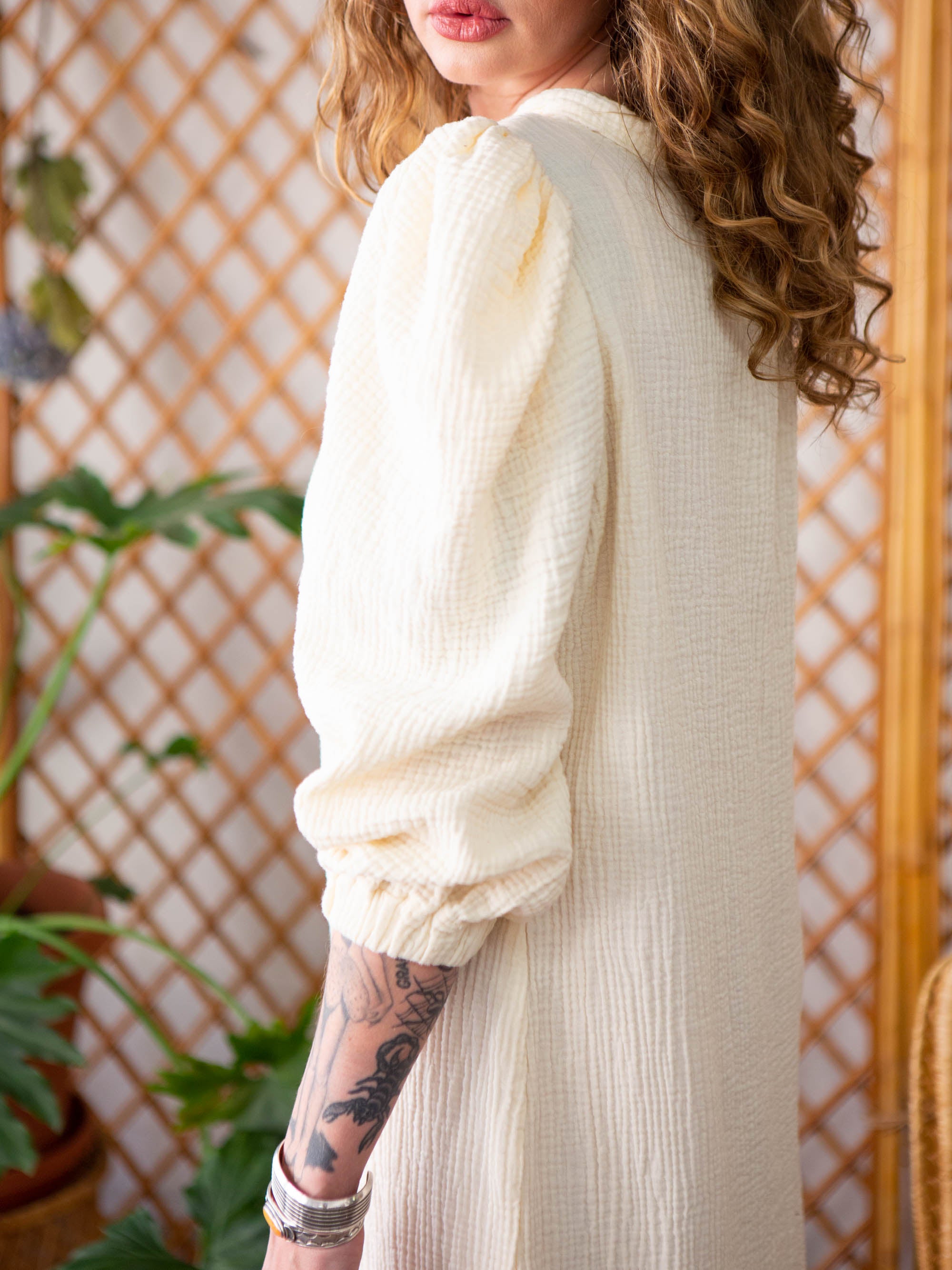 Gauze Puff Sleeve Dress Classic Rock Couture Gauze Puff Sleeve Dress Classic Rock Couture