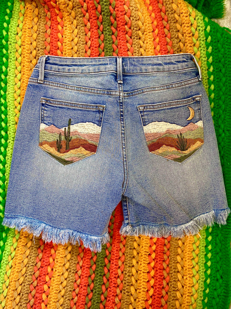 Desert Moon Embroidered Shorts