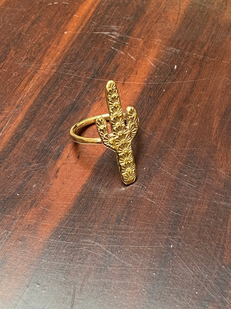 Brass Saguaro Cactus Ring