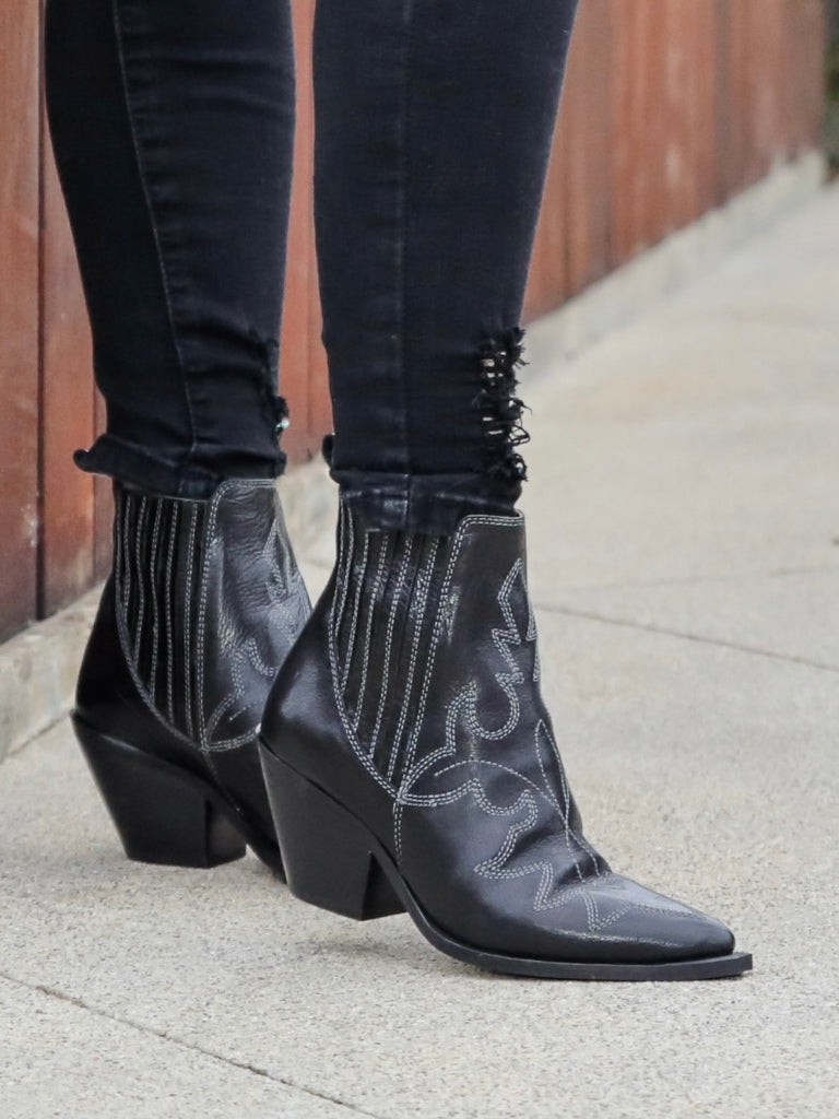Hazel Black Leather Boots
