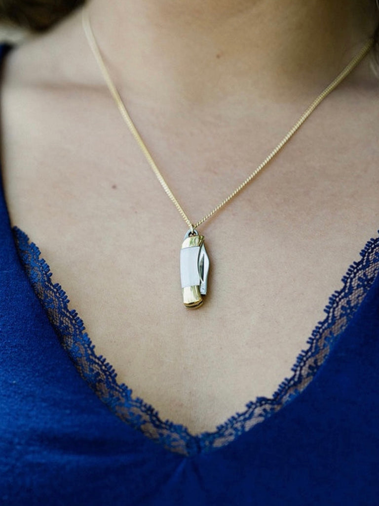 Tiny Mother of Pearl Knife Necklace