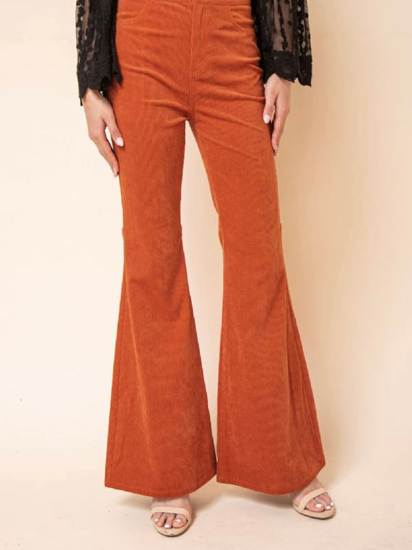 Orange Corduroy Flare Pants