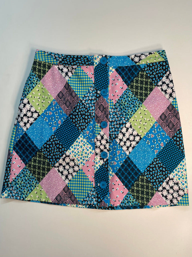 Patchwork Button Down Skirt