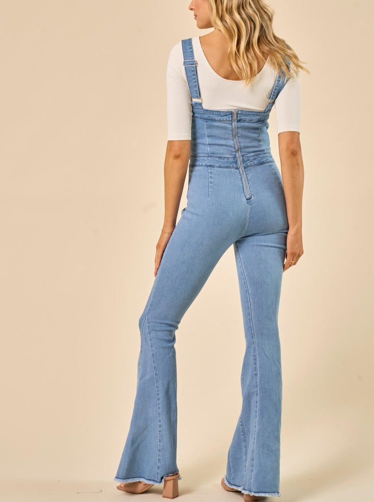 Button Down Denim Jumpsuit