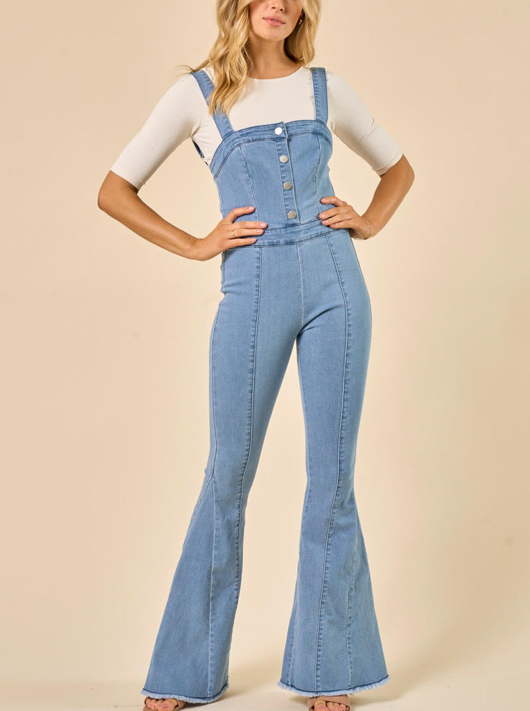 Button Down Denim Jumpsuit